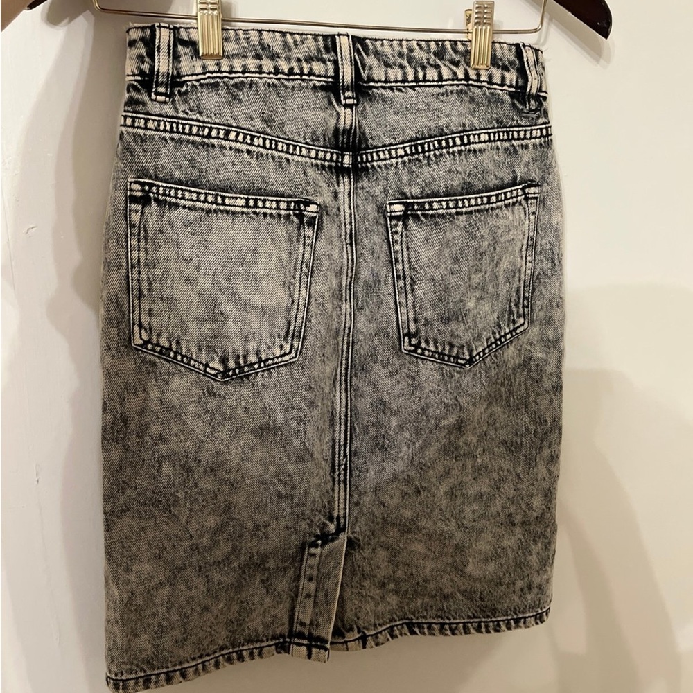 AllSaints Nara Pencil Skirt Denim Jean Black Acid Wash Vintage Inspired XS 0 2 4 - Picture 3 of 11